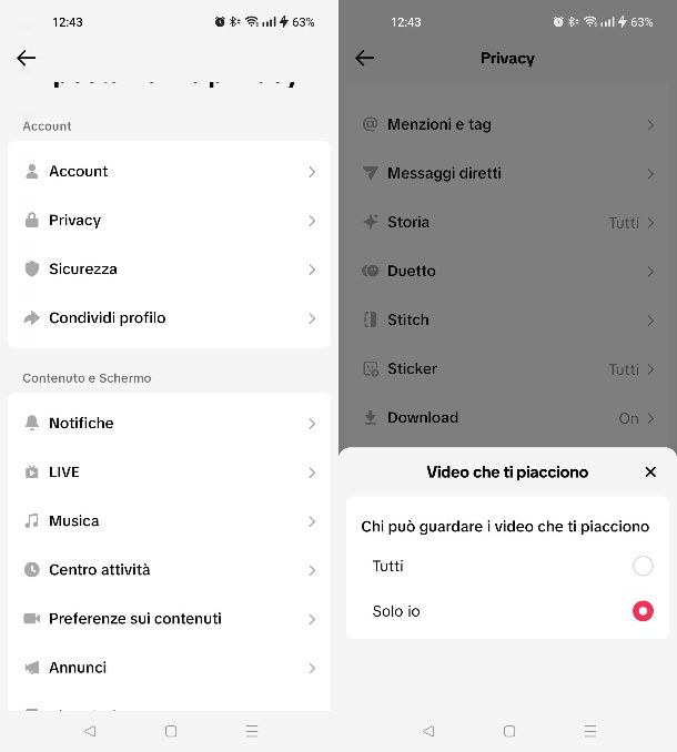 Come mettere privati i repost di TikTok