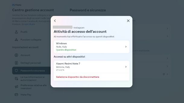 Come vedere dispositivi collegati su Instagram da PC