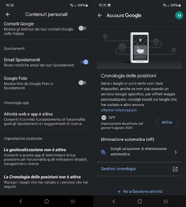 Come attivare la cronologia delle posizioni su Google