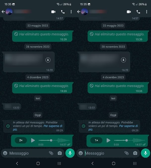 Come rallentare i messaggi vocali su WhatsApp per Android