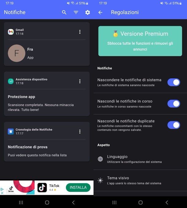 Cronologia delle Notifiche App