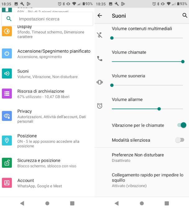 Alzare il volume dalle Impostazioni di Android