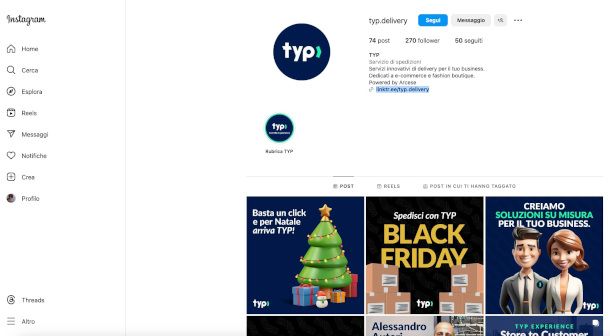 profilo Instagram corriere TYP