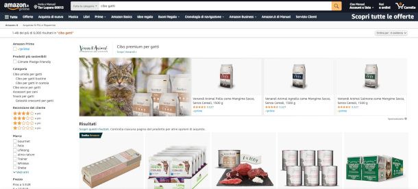 schermata sito Amazon