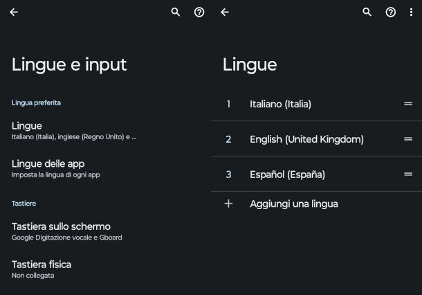modifica lingua di sistema su Android