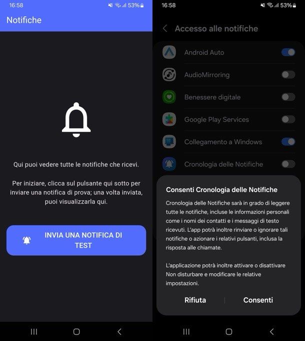 Cronologia delle Notifiche App