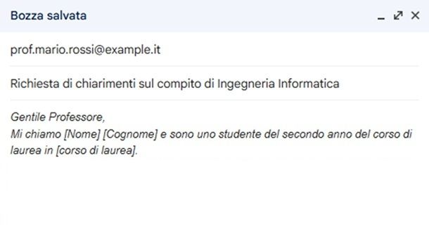 Introduzione email formale italiano