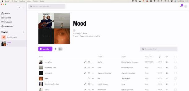 schermata Deezer per Mac