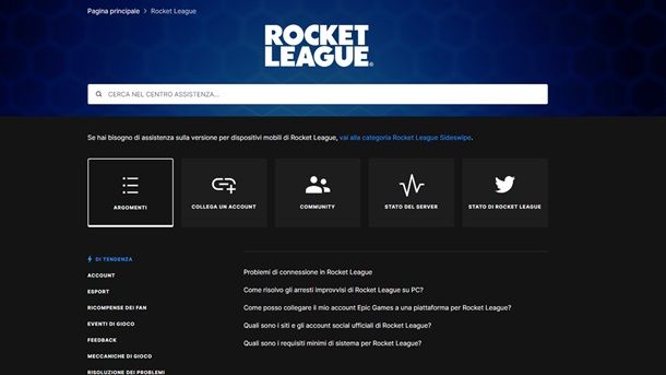 In caso di dubbi o problemi Rocket League Epic Games
