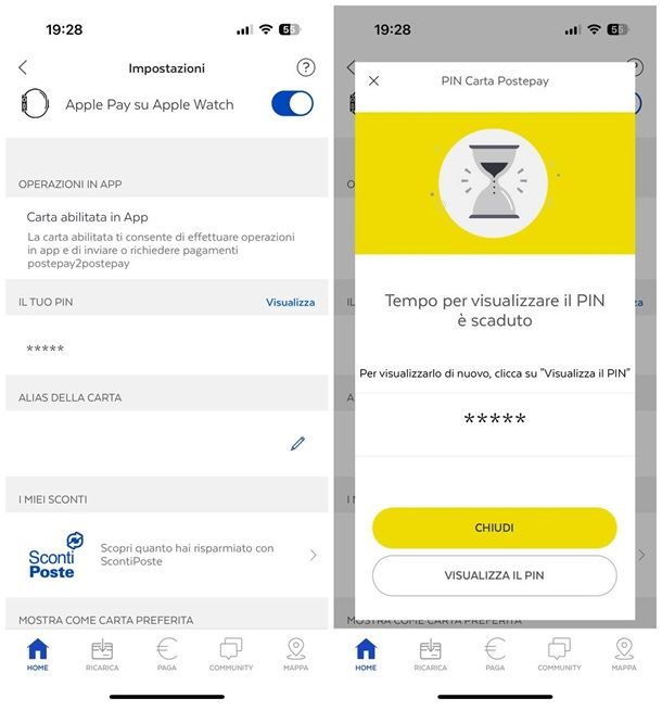 Come vedere il PIN della Postepay sull'app