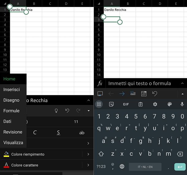 Dividere nome e cognome dall'app Excel