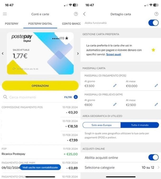 Disattivare pagamenti online app BancoPosta