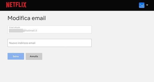Cambiare email Netflix