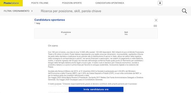 Candidatura spontanea Poste Italiane