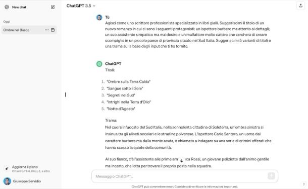 Scrivere titolo e trama libro con ChatGPT