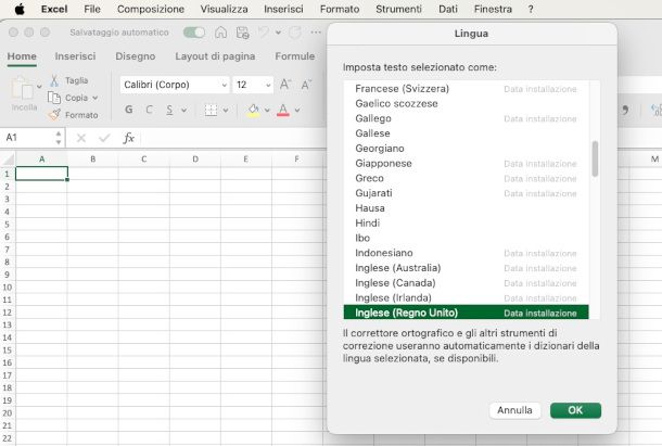 modifica lingia strumenti di correzione Excel per Max