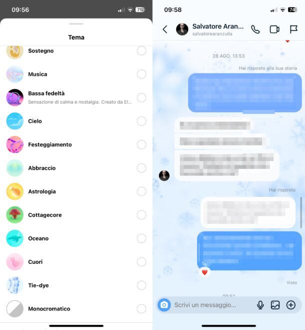 Cambiare tema chat Instagram iPhone