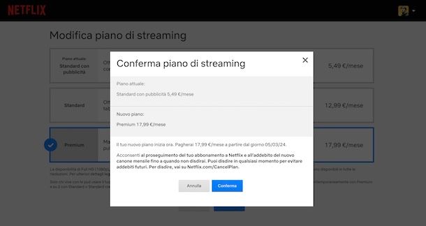 Cambiare piano Netflix