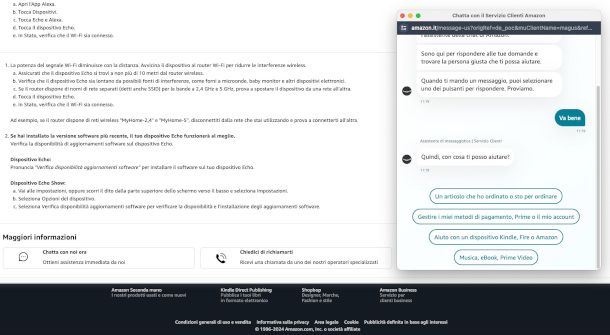 assistenza prodotti a marchio Amazon