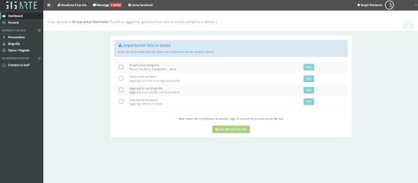 dashboard sito Gigarte