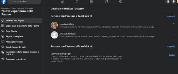 Facebook pagina amministratore