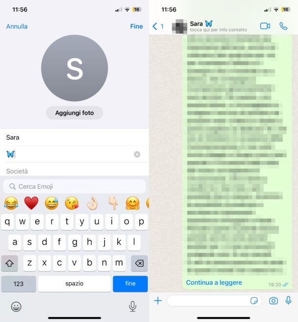 Personalizzare contatti WhatsApp