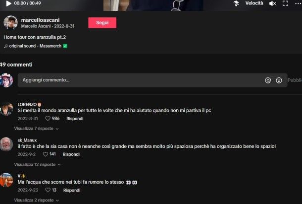 Commentare video su TikTok