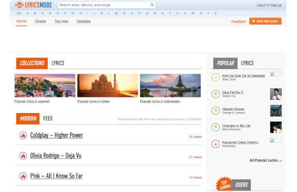 home page lyricsmode