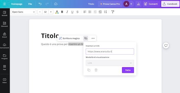 Inserire link su Canva