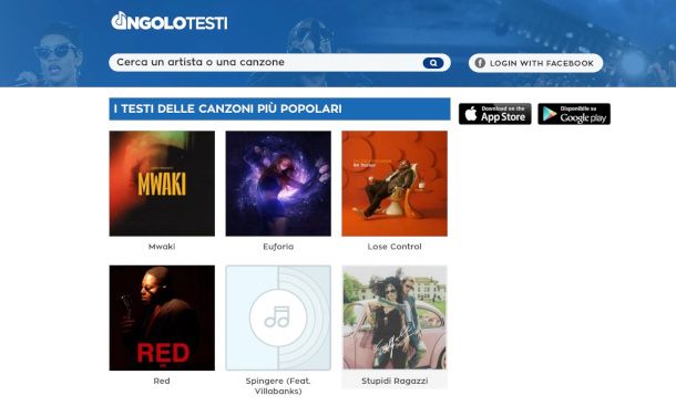 home page sito Angolo Testi