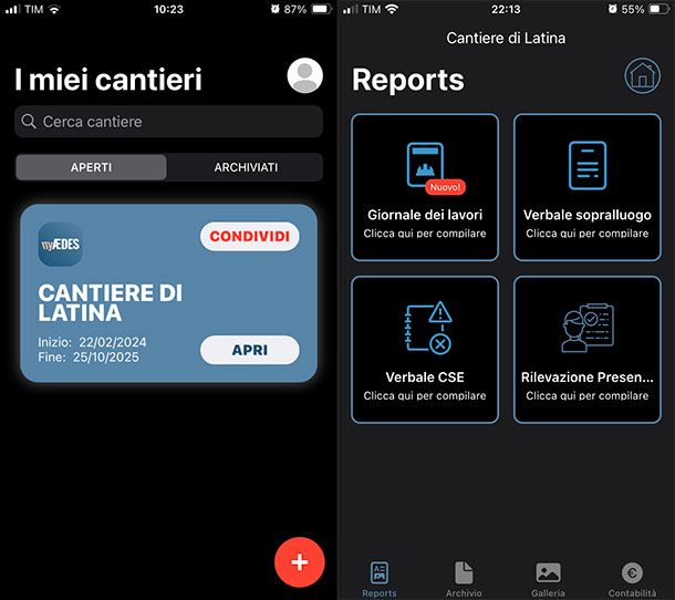 App per gestione cantieri