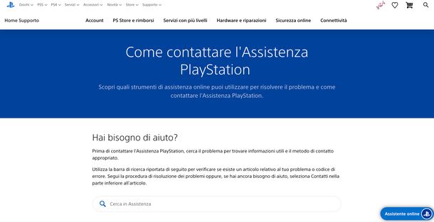 Assistenza Playstation