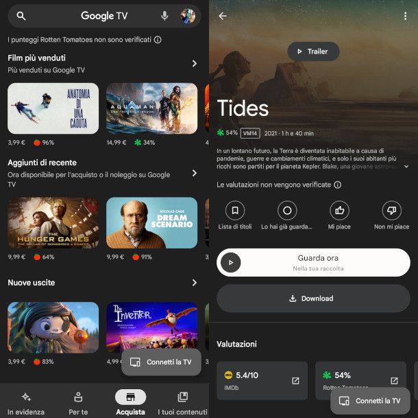 schermate app Google TV