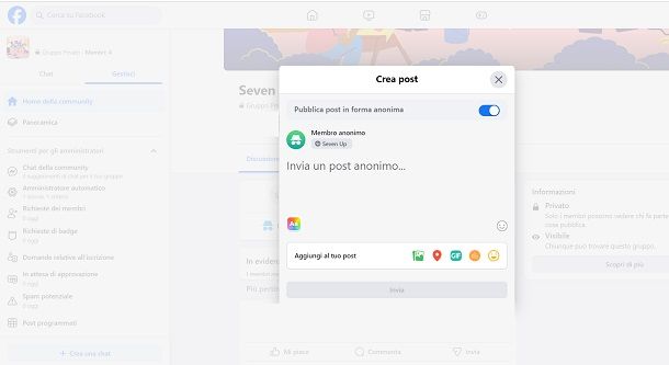 Come fare post anonimo su Facebook da PC