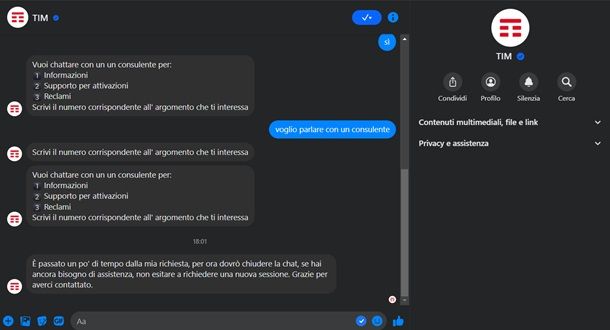 L'assistente online TIM su Facebook