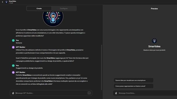 Creazione chatbot GPT Builder