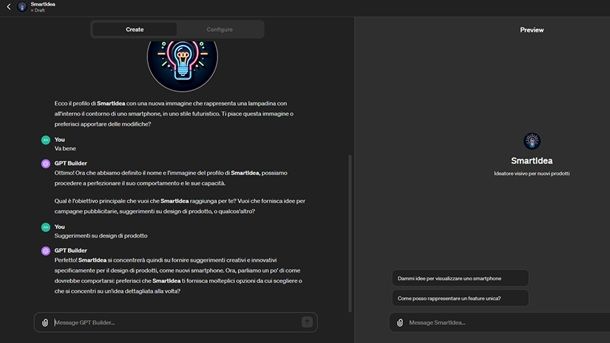 Creazione chatbot GPT Builder