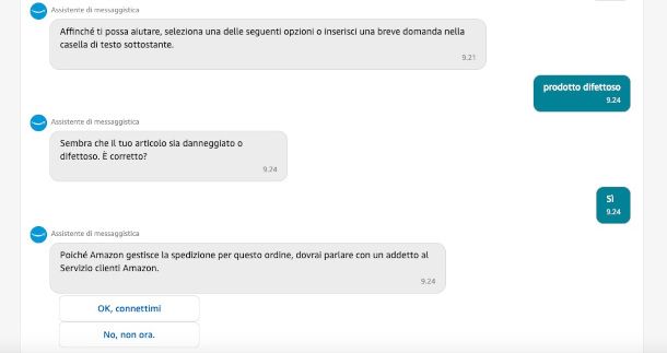 servizio assistenza Chat su Amazon