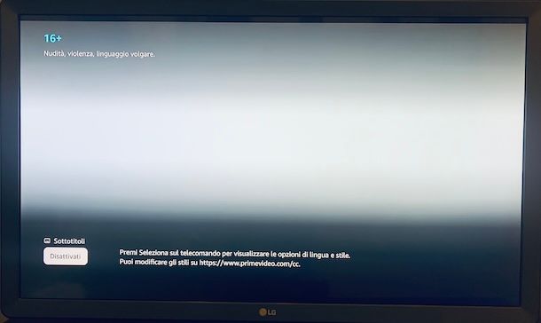 Togliere sottotitoli Prime Video TV
