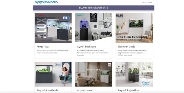 home page sito acquariomania