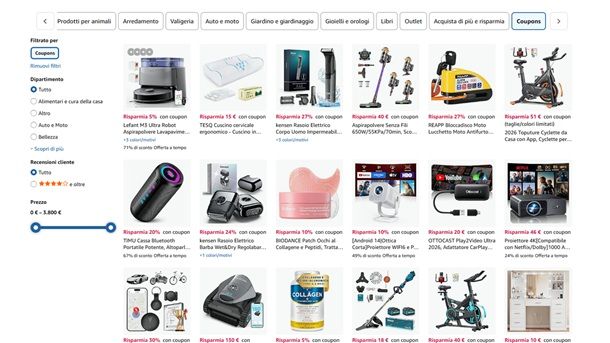 Sezione coupon Amazon