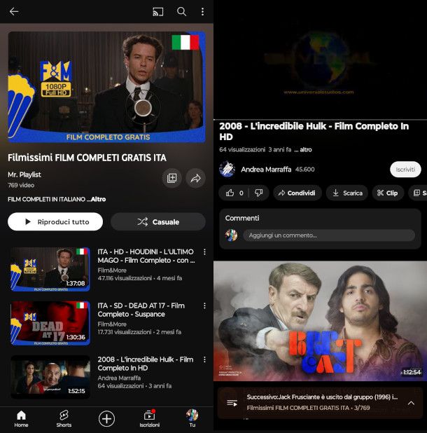 schermate app YouTube