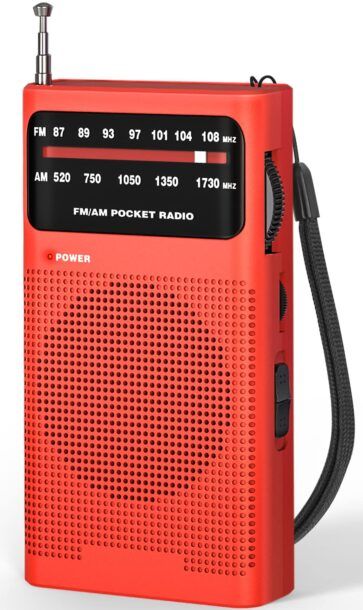 Audiocrazy Radio Portatile AM/FM/SW1-2 Multibanda Radio con Batteria  Ricaricabile da 1800 mAh, Cavo AC o Radio FM Portatile a Pile,  Altoparlanti，Jack