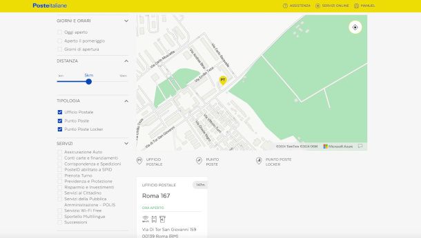 mappa uffici postali e ATM online