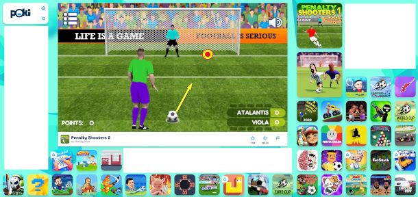 schermata gioco di calcio su Poki