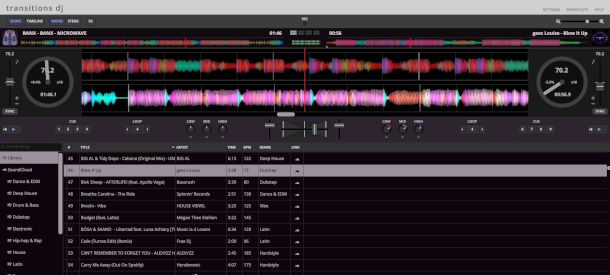 schermata Transitions DJ