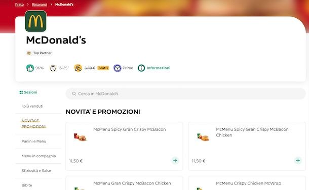 McDonald's su Glovo