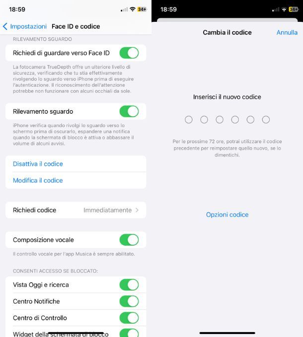 Cambiare password iPhone