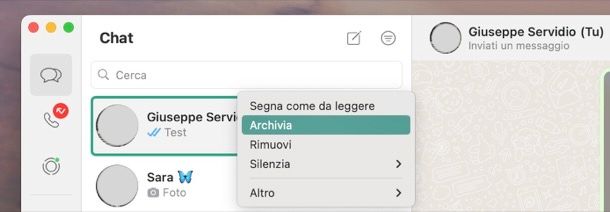 Archiviare chat Whatsapp