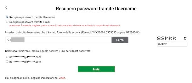 Recuperare password ClasseViva